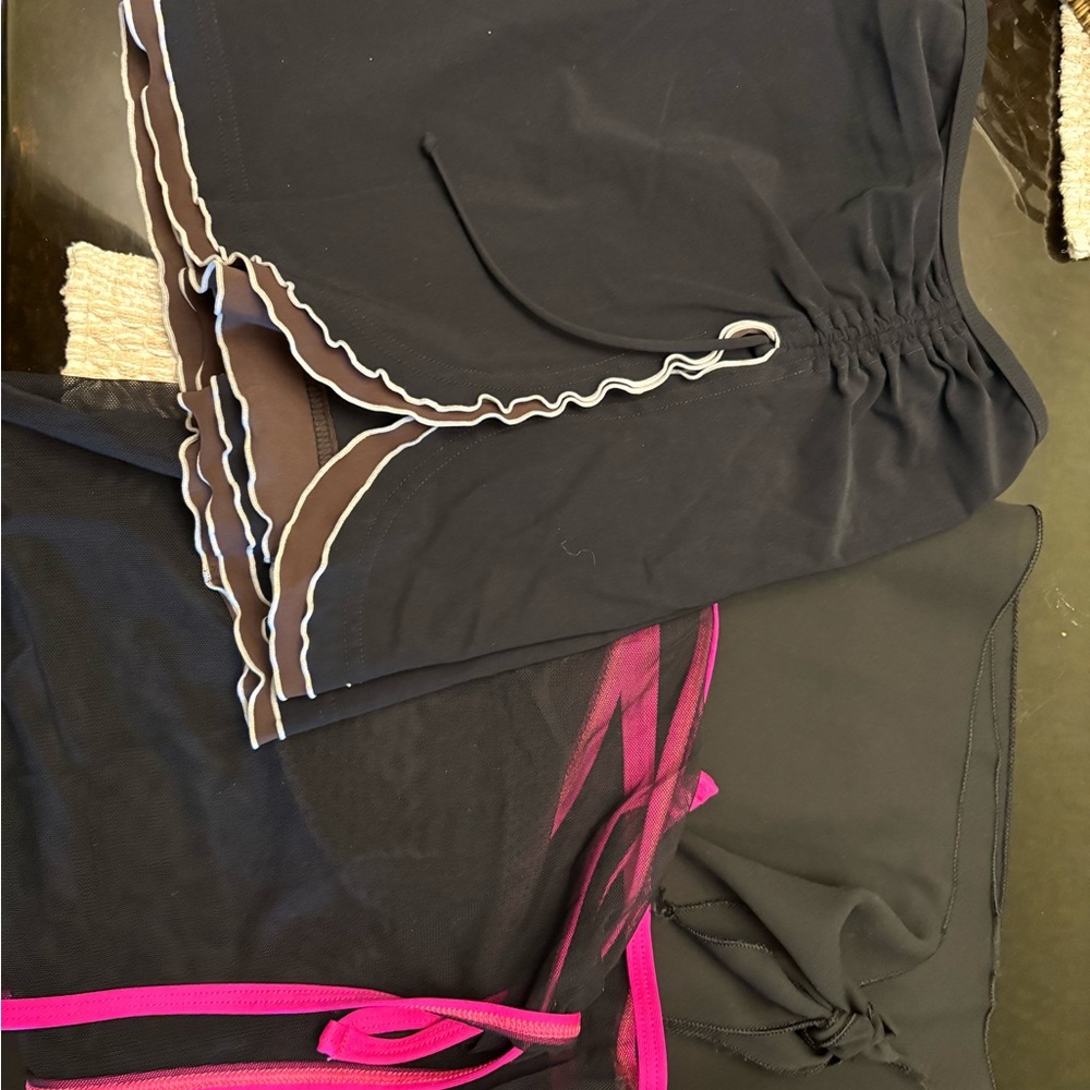 Women's Black Swim Shorts with Pink Trim